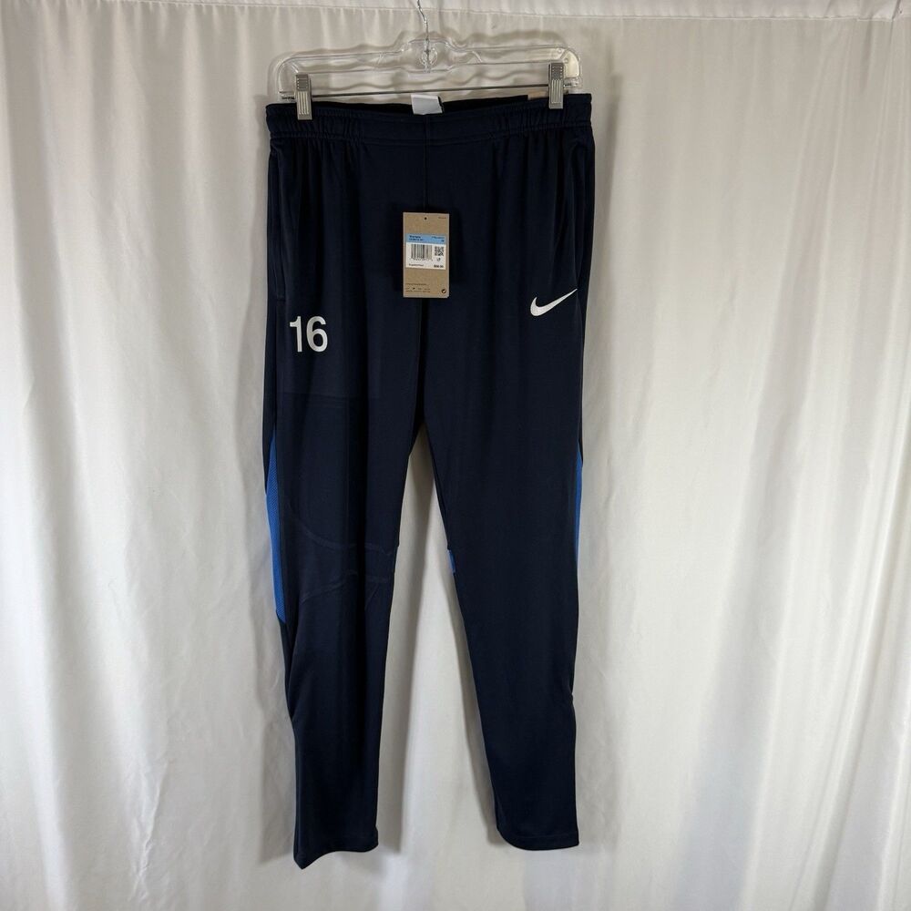 New Nike Soccer Jogger Pants Women's Medium Blue Elastic Waist Drawstring $58